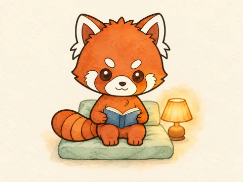 Kai lendo um livro na cama à luz de um abajur